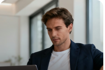 Student working on a laptop
